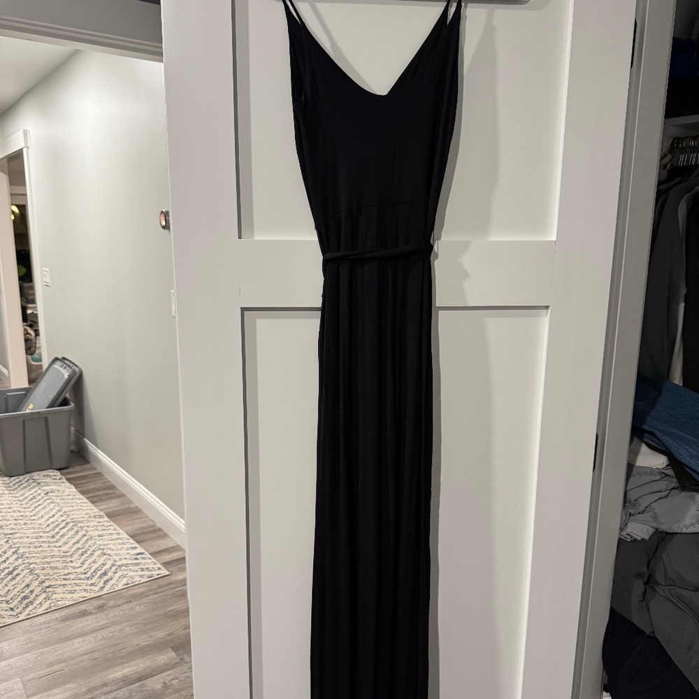 Lulus XS Just Breathe Black Sleeveless Slit-Leg Jumpsuit